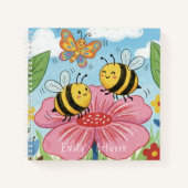 Cute Bees & Butterfly Kids Sketchbook Notizblock (Vorderseite)