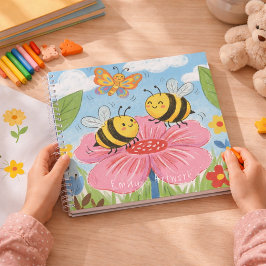 Cute Bees & Butterfly Kids Sketchbook Notizblock