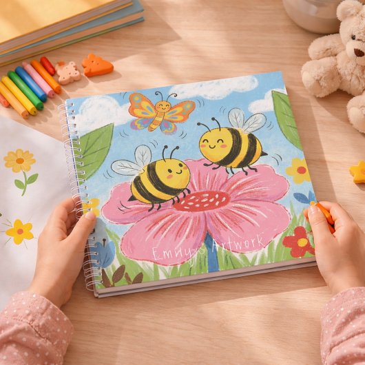 Cute Bees & Butterfly Kids Sketchbook Notizblock