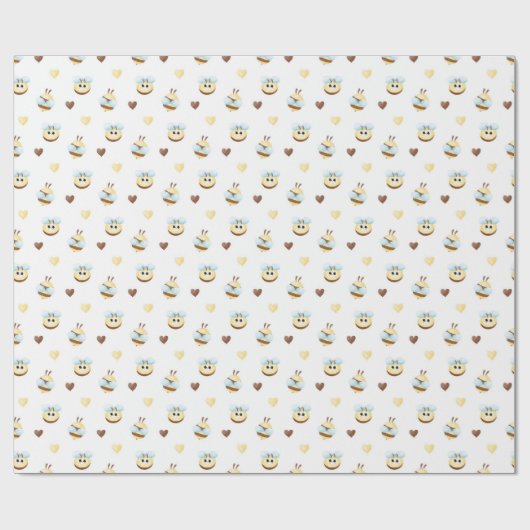 Cute Bees & Hearts Gift Wrapping Paper Geschenkpapier (Flach)