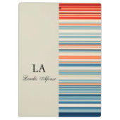 Cute Beige Personalized Name Stripe Clipboard Klemmbrett (Rückseite)