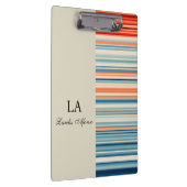 Cute Beige Personalized Name Stripe Clipboard Klemmbrett (Rechts)