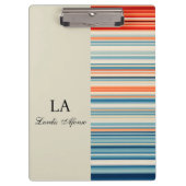 Cute Beige Personalized Name Stripe Clipboard Klemmbrett (Vorderseite)