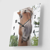 Cute Belgian Draft Horse Face Animal Quadratische Wanduhr (Winkel)