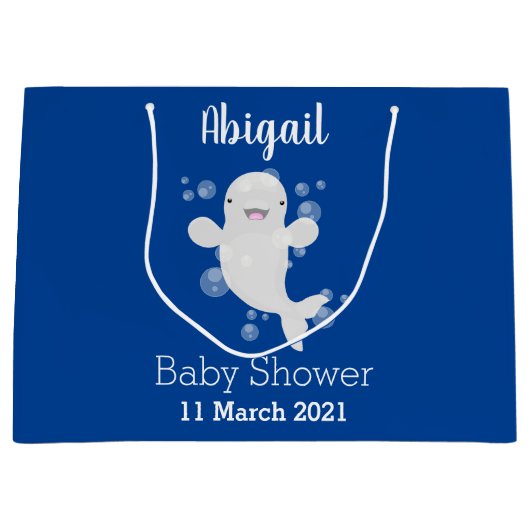 Cute beluga whale bubbles cartoon illustration große geschenktüte (Vorderseite)