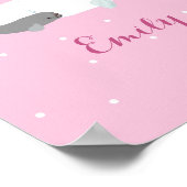 Cute Beluga Whale For Girls, Custom Name Pink Poster (Ecke)