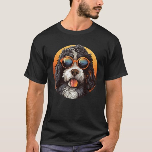 Cute Bernedoodle With Sunglasses Colorful Graphic T-Shirt (Vorderseite)