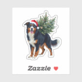 Cute Bernese Mountain Dog in a Christmas Tree for  Aufkleber (Blatt)