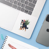 Cute Bernese Mountain Dog in a Christmas Tree for Aufkleber (Laptop mit iPhone)