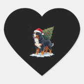 Cute Bernese Mountain Dog in a Christmas Tree for Herz-Aufkleber (Vorderseite)