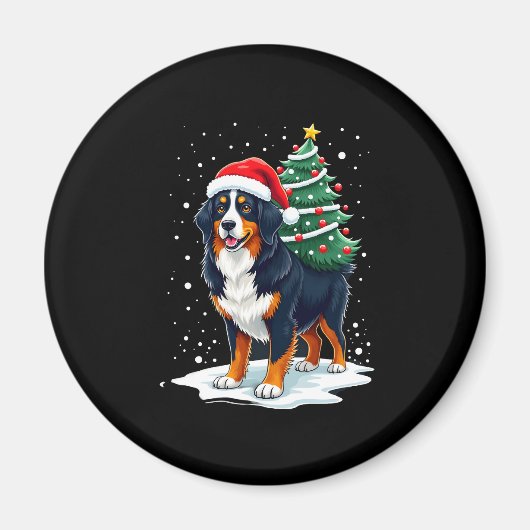 Cute Bernese Mountain Dog in a Christmas Tree for Magnet (Vorne)