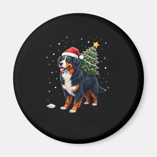 Cute Bernese Mountain Dog in a Christmas Tree for Magnet (Vorne)