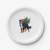 Cute Bernese Mountain Dog in a Christmas Tree for Pappteller (Vorderseite)