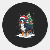 Cute Bernese Mountain Dog in a Christmas Tree for Runder Aufkleber (Vorderseite)
