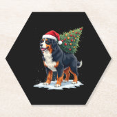 Cute Bernese Mountain Dog in a Christmas Tree for Untersetzer (Vorderseite)