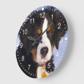 Cute Bernese Mountain Dog Puppy Große Wanduhr (Winkel)