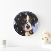 Cute Bernese Mountain Dog Puppy Große Wanduhr (Zuhause)