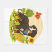 Cute Bernese Mountain Dog with Sunflower & Butterf Fleecedecke (Vorderseite (Horizontal))