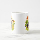 Cute Bernese Mountain Dog with Sunflower & Butterf Kaffeetasse (Mittel)