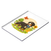 Cute Bernese Mountain Dog with Sunflower & Butterf Notizblock (Linke Seite)
