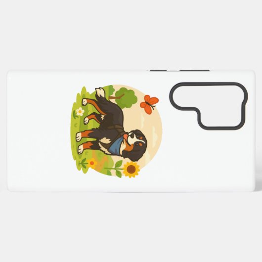 Cute Bernese Mountain Dog with Sunflower & Butterf Samsung Galaxy Hülle (Rückseite (Horizontal))