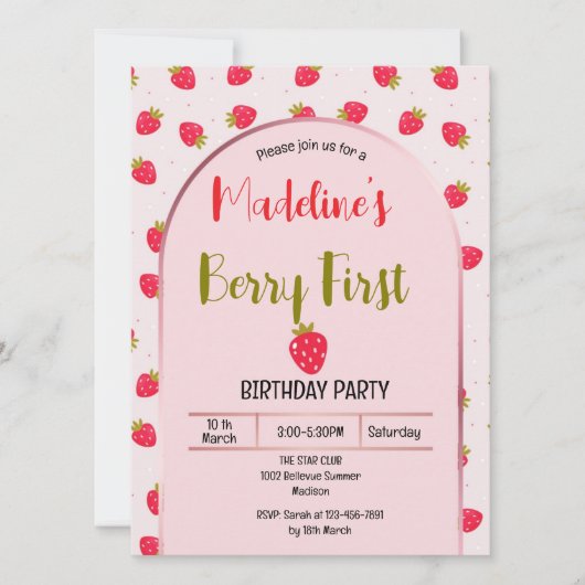 Cute Berry First Arch invitation Einladung (Vorderseite)