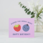 Cute Berry Happy Birthday Kawaii Berries Postkarte (Stehend Vorderseite)