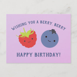 Cute Berry Happy Birthday Kawaii Berries Postkarte