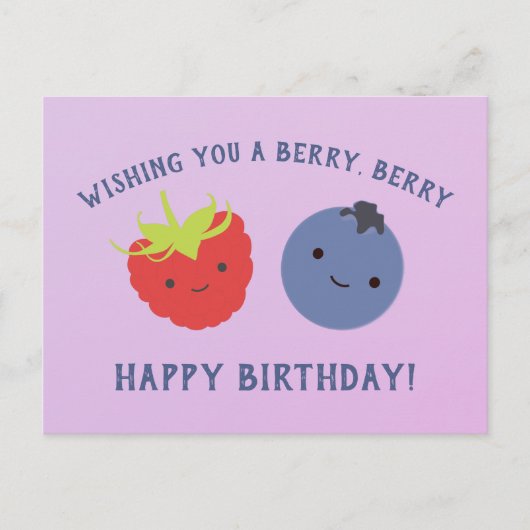 Cute Berry Happy Birthday Kawaii Berries Postkarte (Vorderseite)