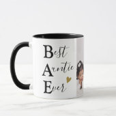 Cute Best Auntie Ever Photo Black And Gold Heart Tasse (Links)