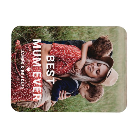 Cute BEST MUM EVER Heart Mother's Day Photo Magnet (Horizontal)