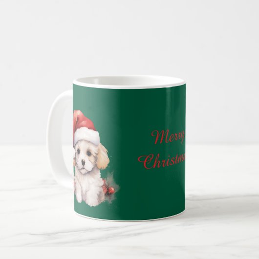 Cute Bichon Frise at Christmas Kaffeetasse (Vorderseite Links)