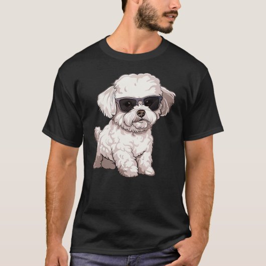 Cute Bichon Frise Dog Sunglasses T-Shirt (Vorderseite)
