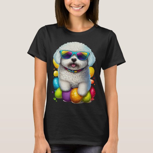 Cute Bichon Frise Easter Eggs Dog Costume Womens M T-Shirt (Vorderseite)