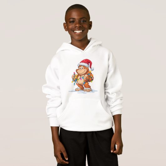 Cute Bigfoot Christmas Cartoon – Funny Festive Hoodie (Vorne ganz)