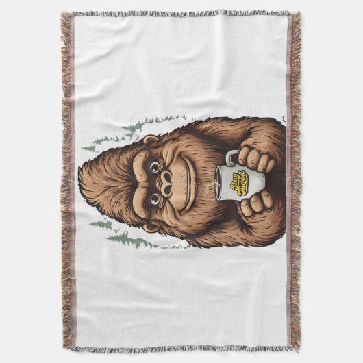 Cute Bigfoot Drinking Coffee  Funny Sasquatch  Decke (Vorderseite Vertikal)