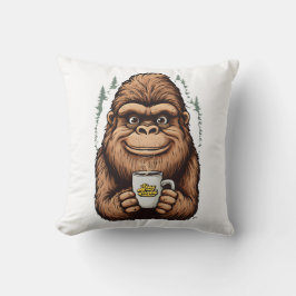 Cute Bigfoot Drinking Coffee Funny Sasquatch Kissen