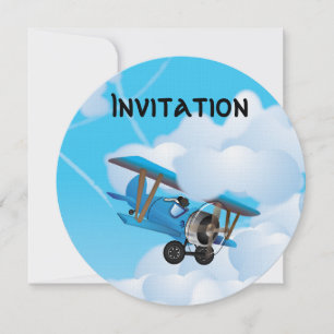 Cute BiPlanes Cartoon Einladung
