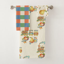 Cute Bird Apple Train Towel Set
