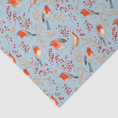 Cute Bird Blue Robin Winter Christmas Pattern Seidenpapier (Detail)