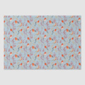 Cute Bird Blue Robin Winter Christmas Pattern Seidenpapier (Vorderseite)