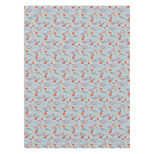 Cute Bird Blue Robin Winter Christmas Pattern Tischdecke (Vorderseite)