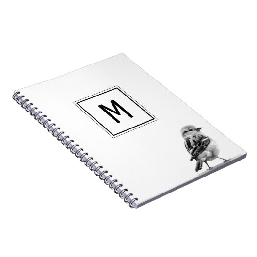 Cute Bird Custom Your Initial Letter  Notizblock (Rechte Seite)