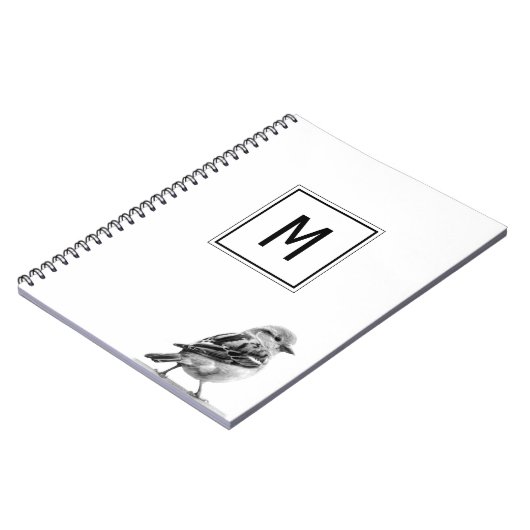 Cute Bird Custom Your Initial Letter  Notizblock (Linke Seite)