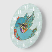 Cute bird flying and singing große wanduhr (Winkel)