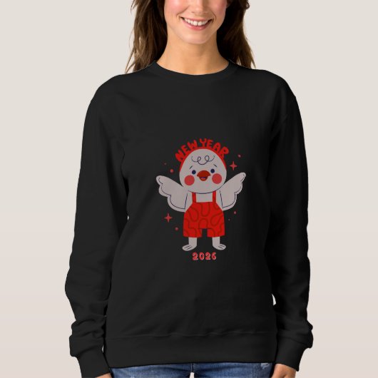 Cute Bird New Year Illustration Sweatshirt (Vorderseite)