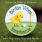 Cute Bird on Putting Green Birdie Vibes Custom Golfball