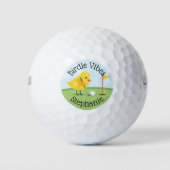 Cute Bird on Putting Green Birdie Vibes Custom Golfball (Vorderseite)