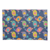 Cute Bird Pattern on Blue Kissenbezug (Vorderseite)
