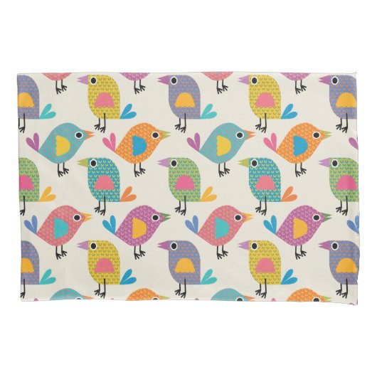 Cute Bird Pattern on Cream Kissenbezug (Vorderseite)